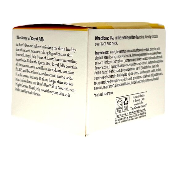 Burt’s Bees Skin Nourishment Night Cream with Royal Jelly 1.8 oz Hydrating Cream - Picture 6 of 7